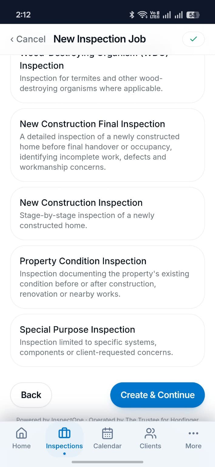 Start New Inspection